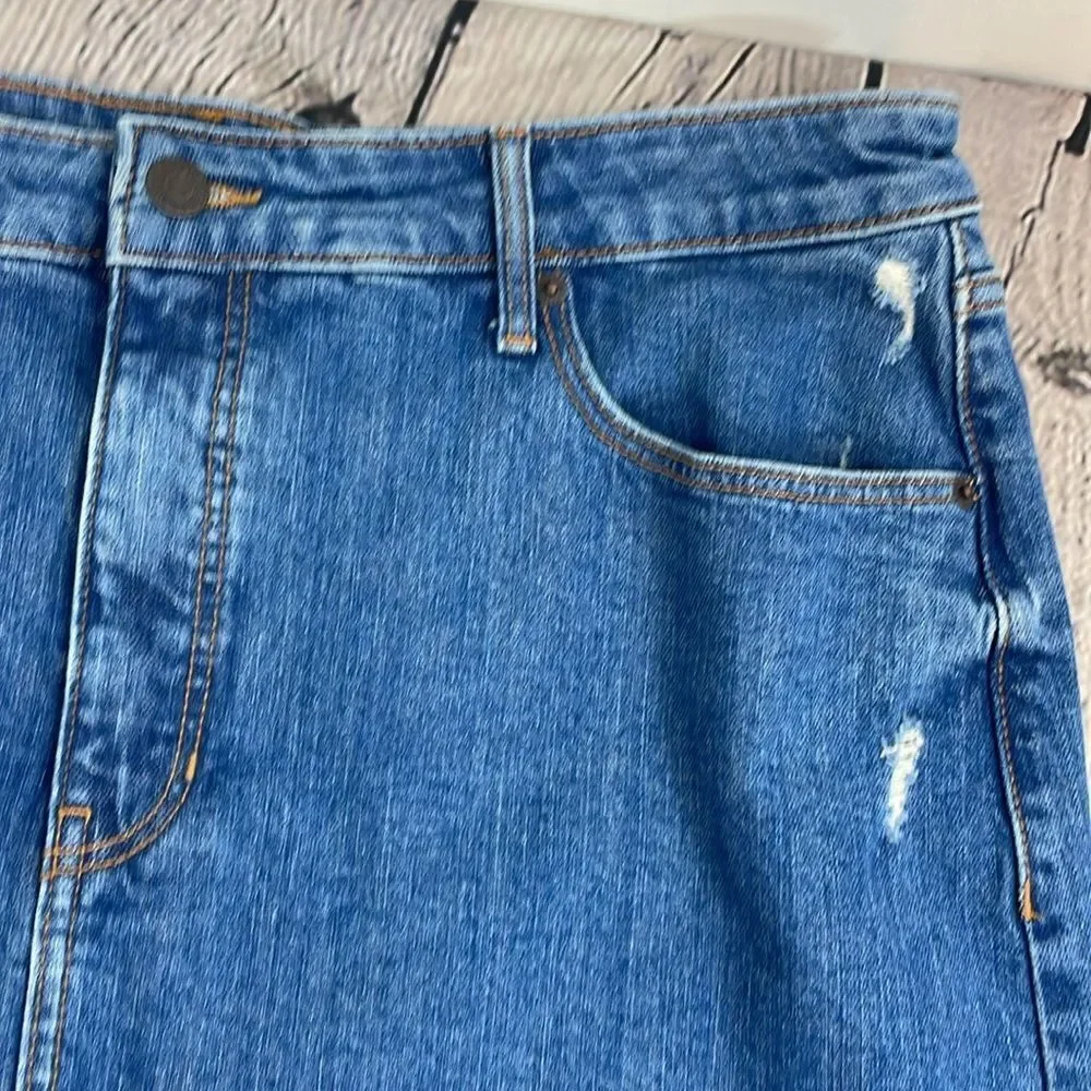 Old Navy Blue Mini Casual Denim Jean distressed skirt size 16